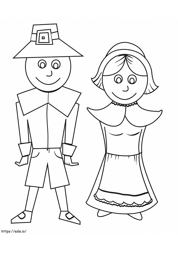 Coloriage Couple de pèlerins 4 à imprimer dessin