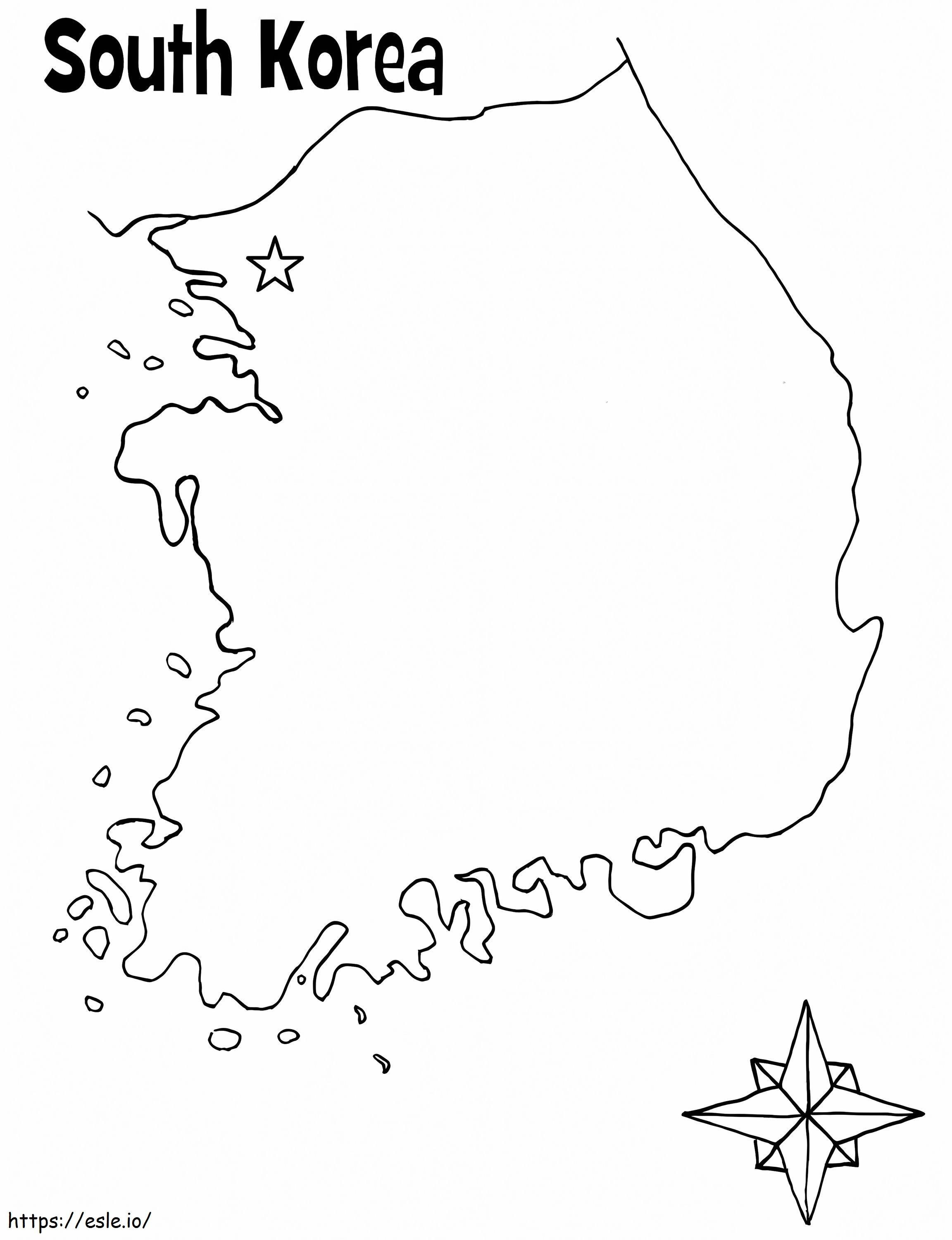 Mapa Korei Południowej kolorowanka