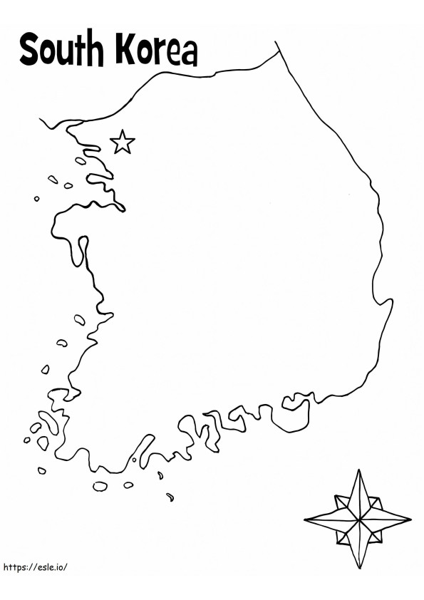Mappa della Corea del Sud da colorare