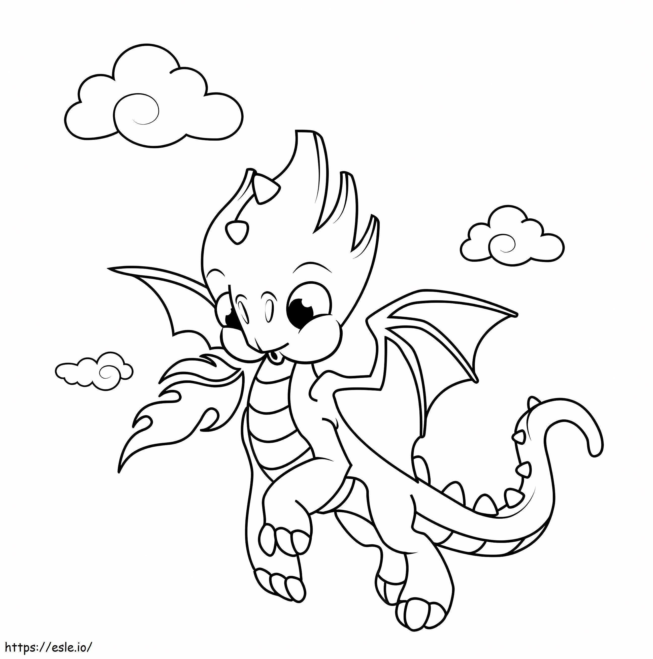 1559784092 Baby Dragon Flying A4 värityskuva
