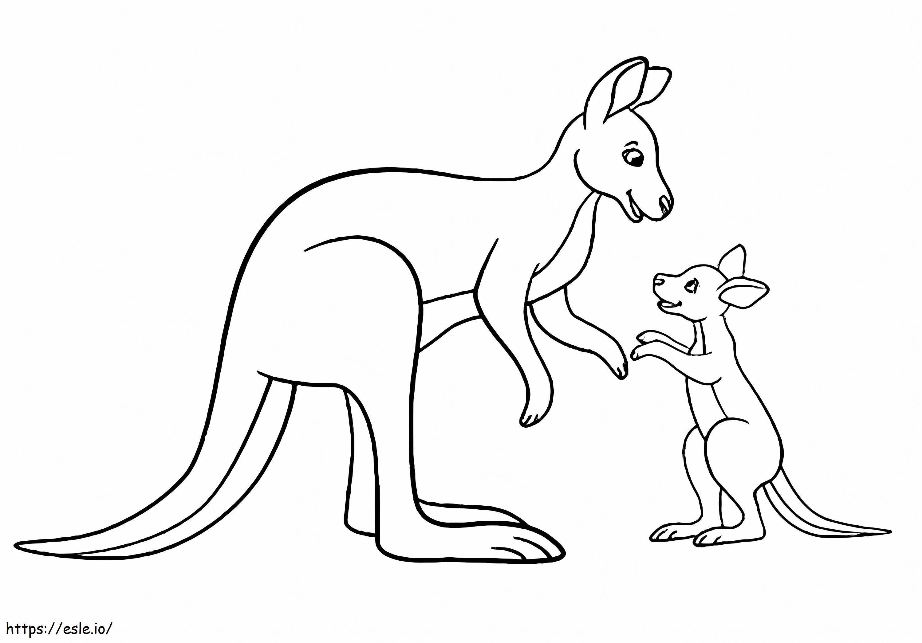 Basic Mother And Baby Kangaroo coloring page