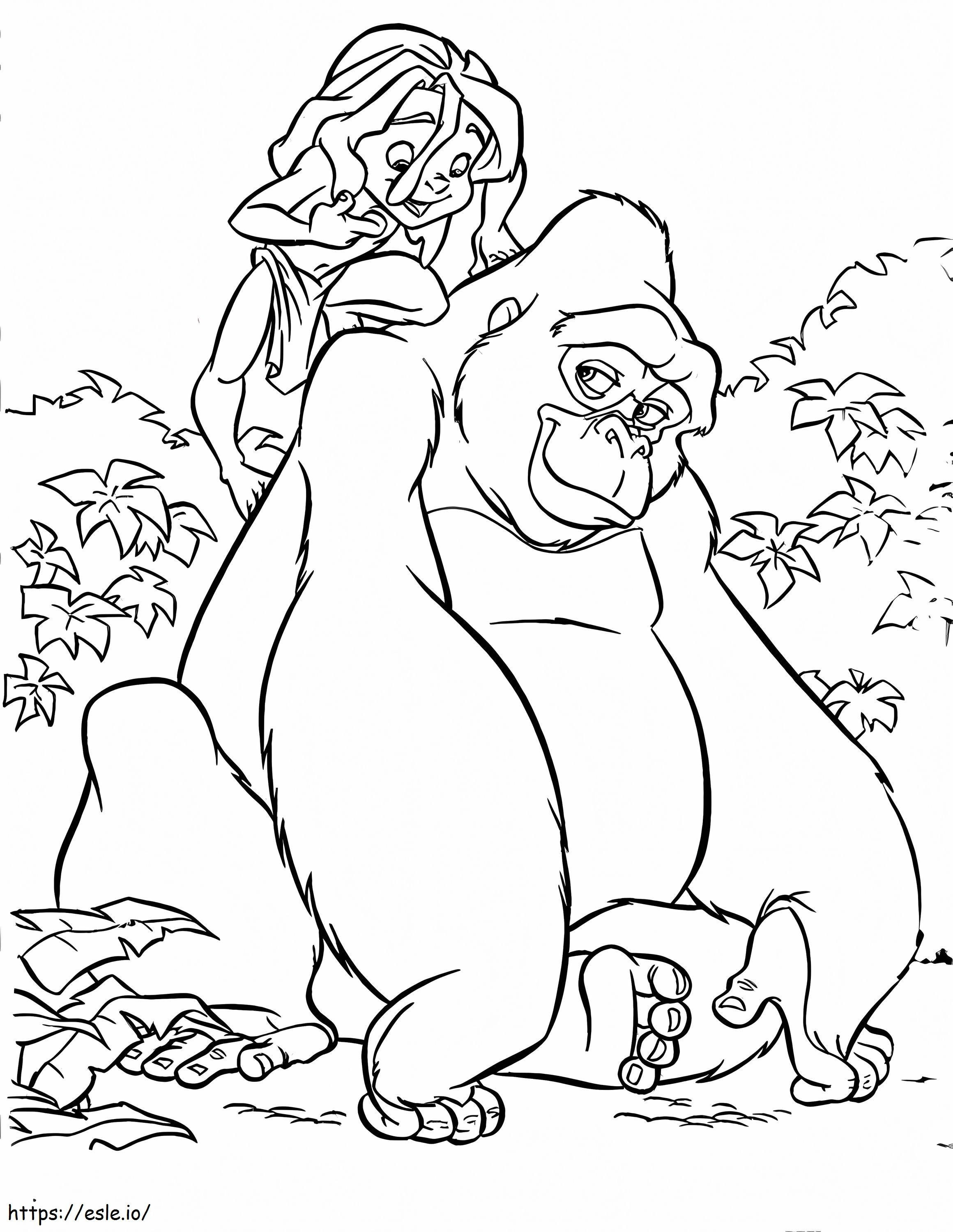 Tarzan Con King Kong coloring page