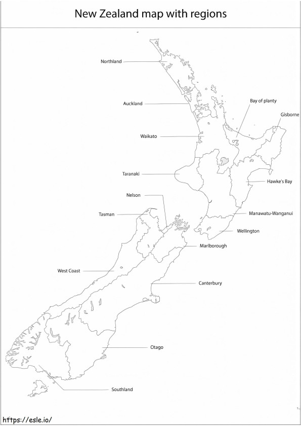 Peta Selandia Baru 5 Gambar Mewarnai