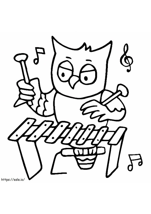 Burung Hantu Memainkan Alat Musik Gambar Mewarnai
