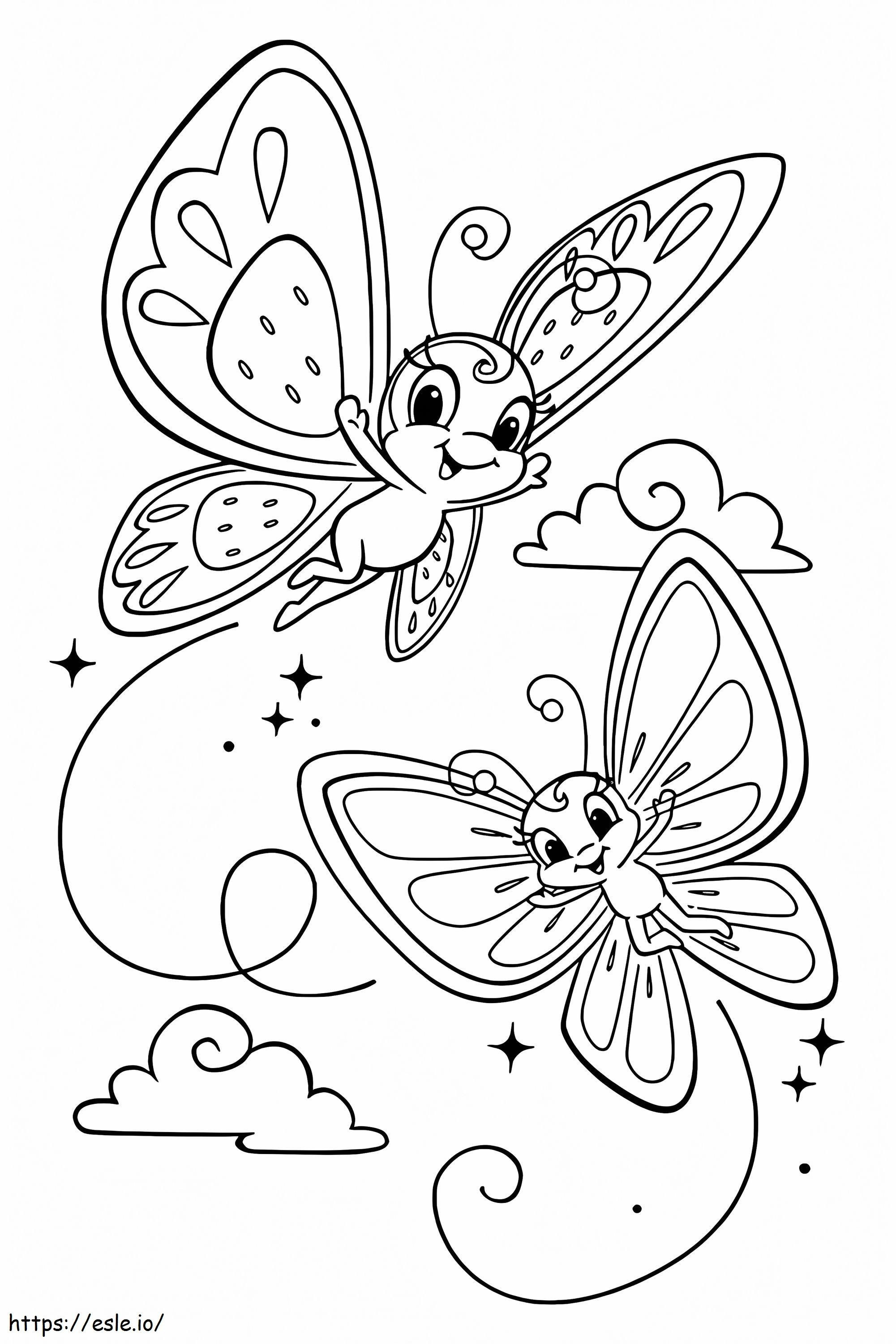 Two Butterflies Flying coloring page