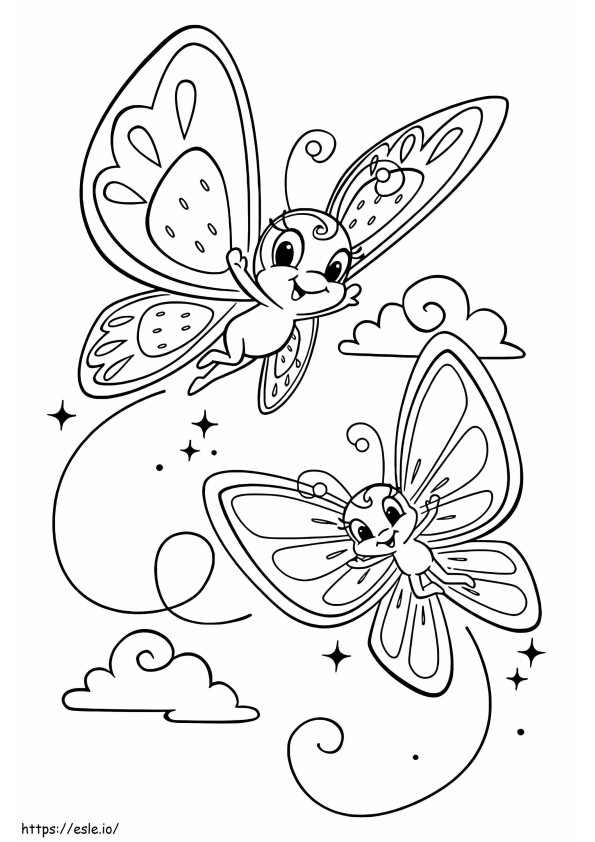 Two Butterflies Flying coloring page