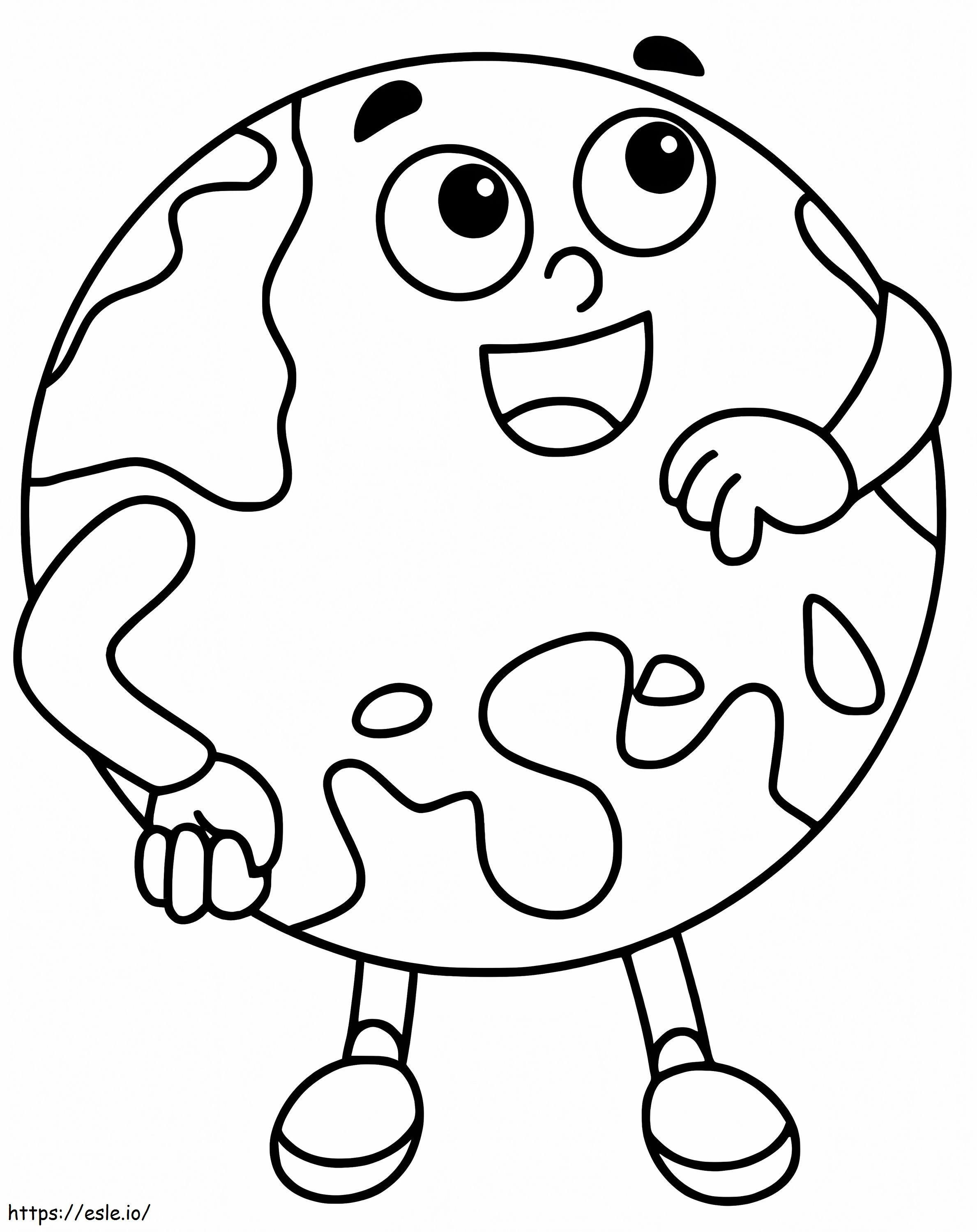Cartoon Green Earth coloring page