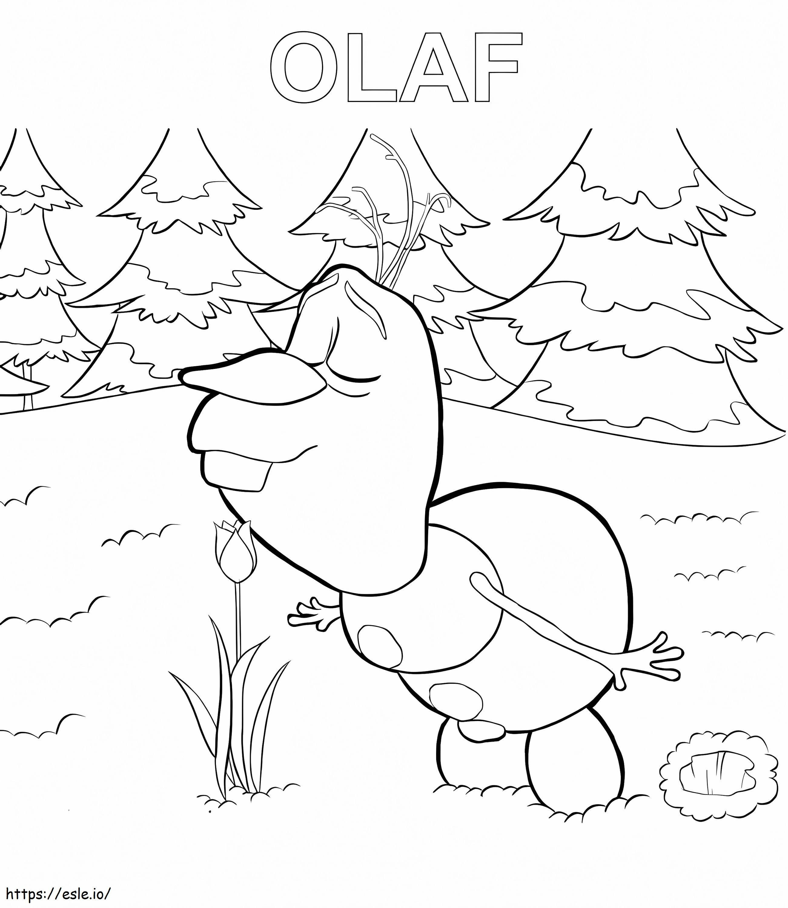 Olaf Con Flor coloring page