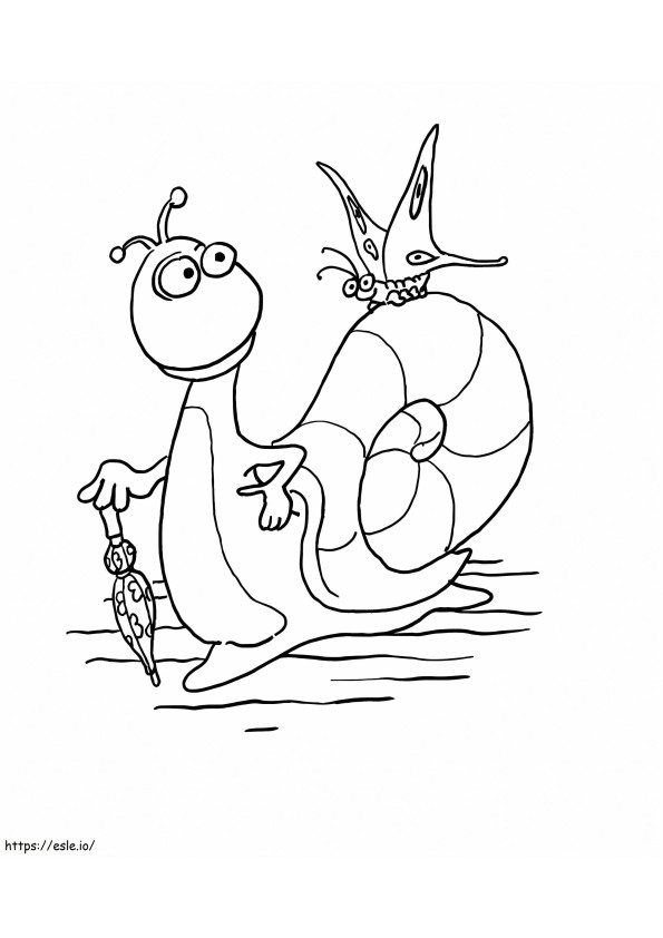 Butterfly On Snail coloring page