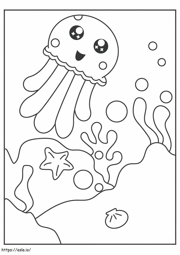 Cute Jelly Fish coloring page