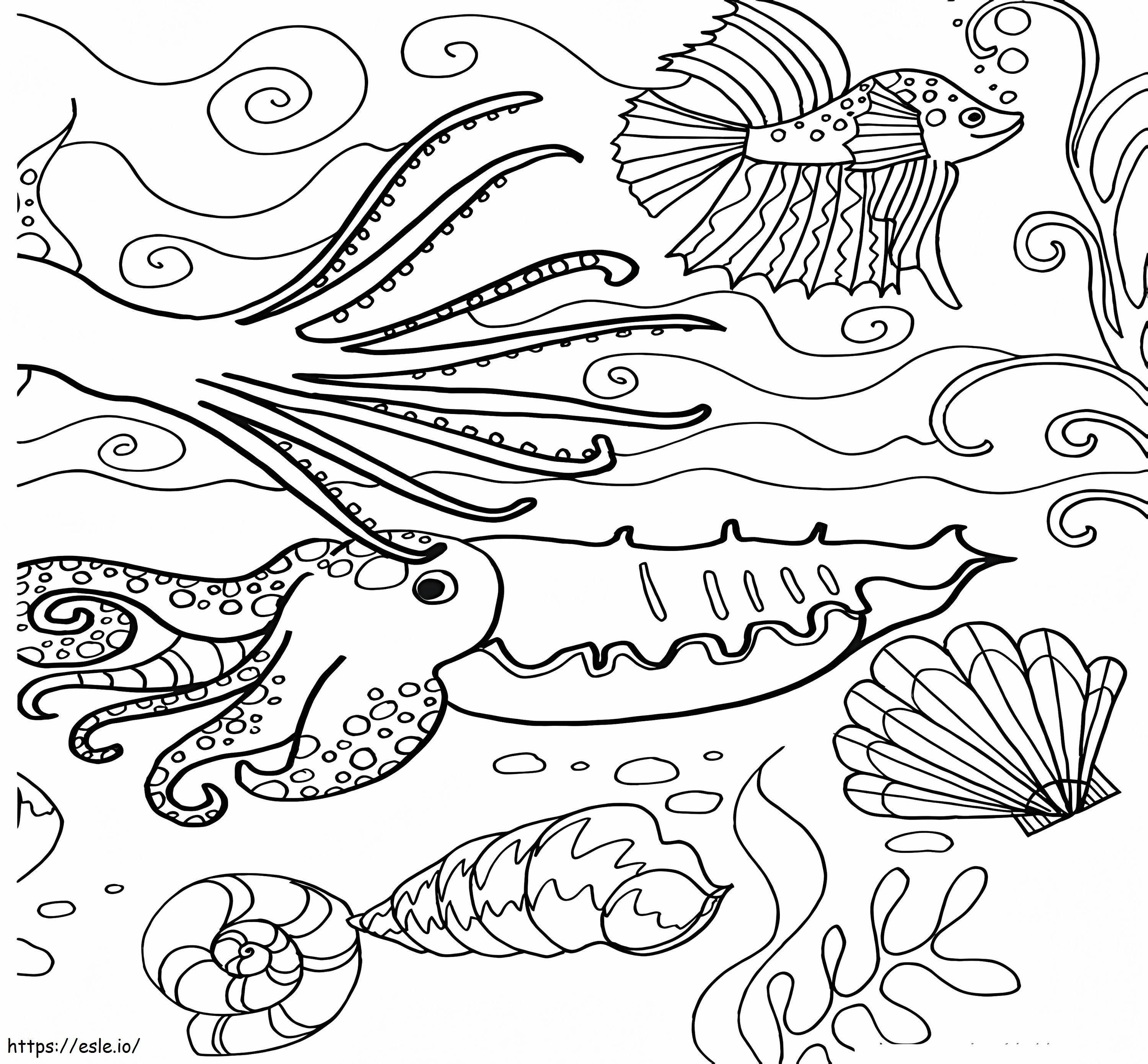 Coloriage Belle scène océanique à imprimer dessin