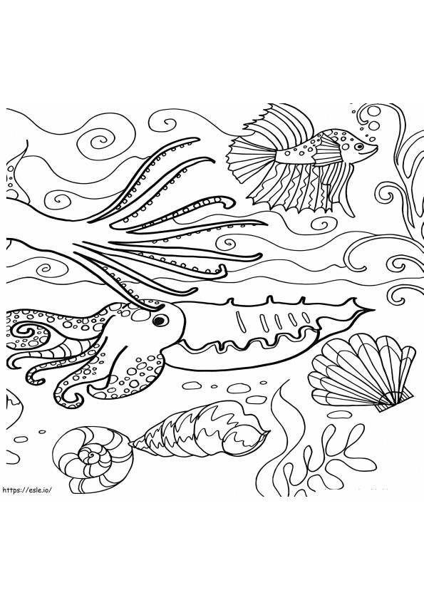 Coloriage Belle scène océanique à imprimer dessin