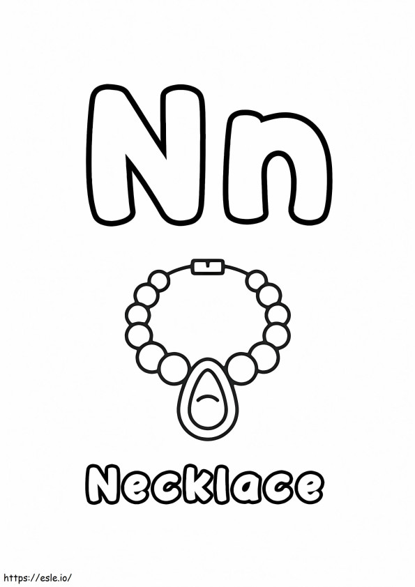 Letter N And Necklace coloring page