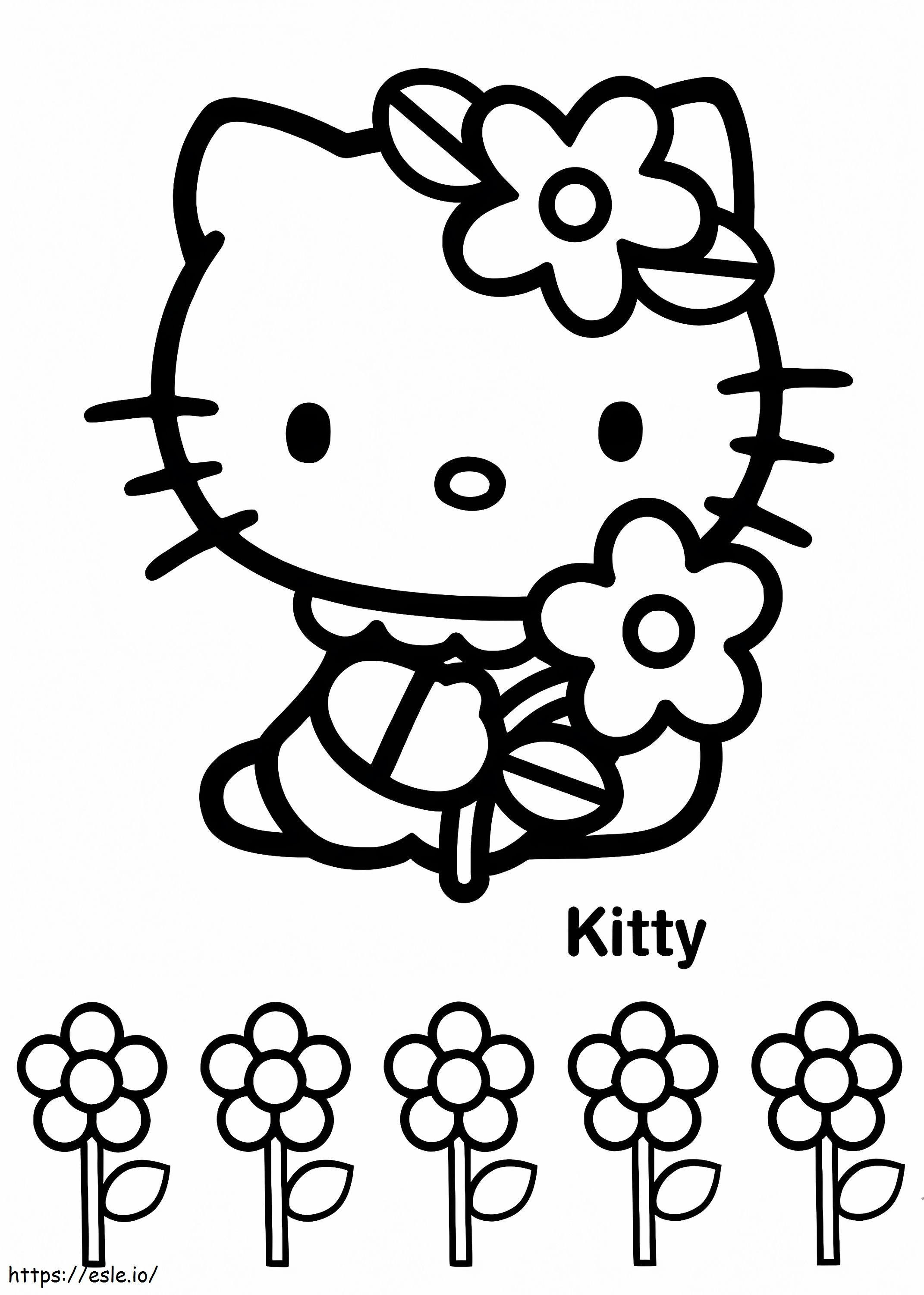 Hello Kitty bloemen plukken kleurplaat kleurplaat