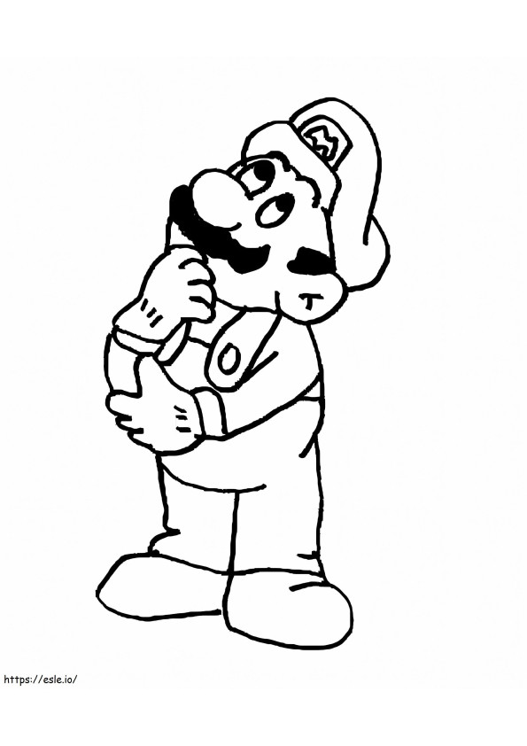 Mario Thinking coloring page