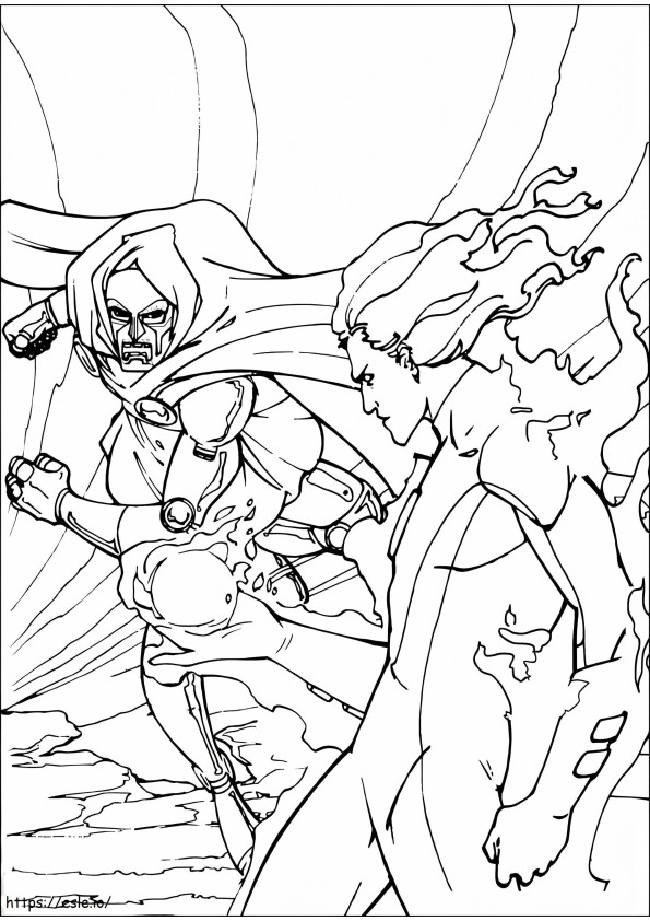 Doctor Doom Vs Human Torch coloring page