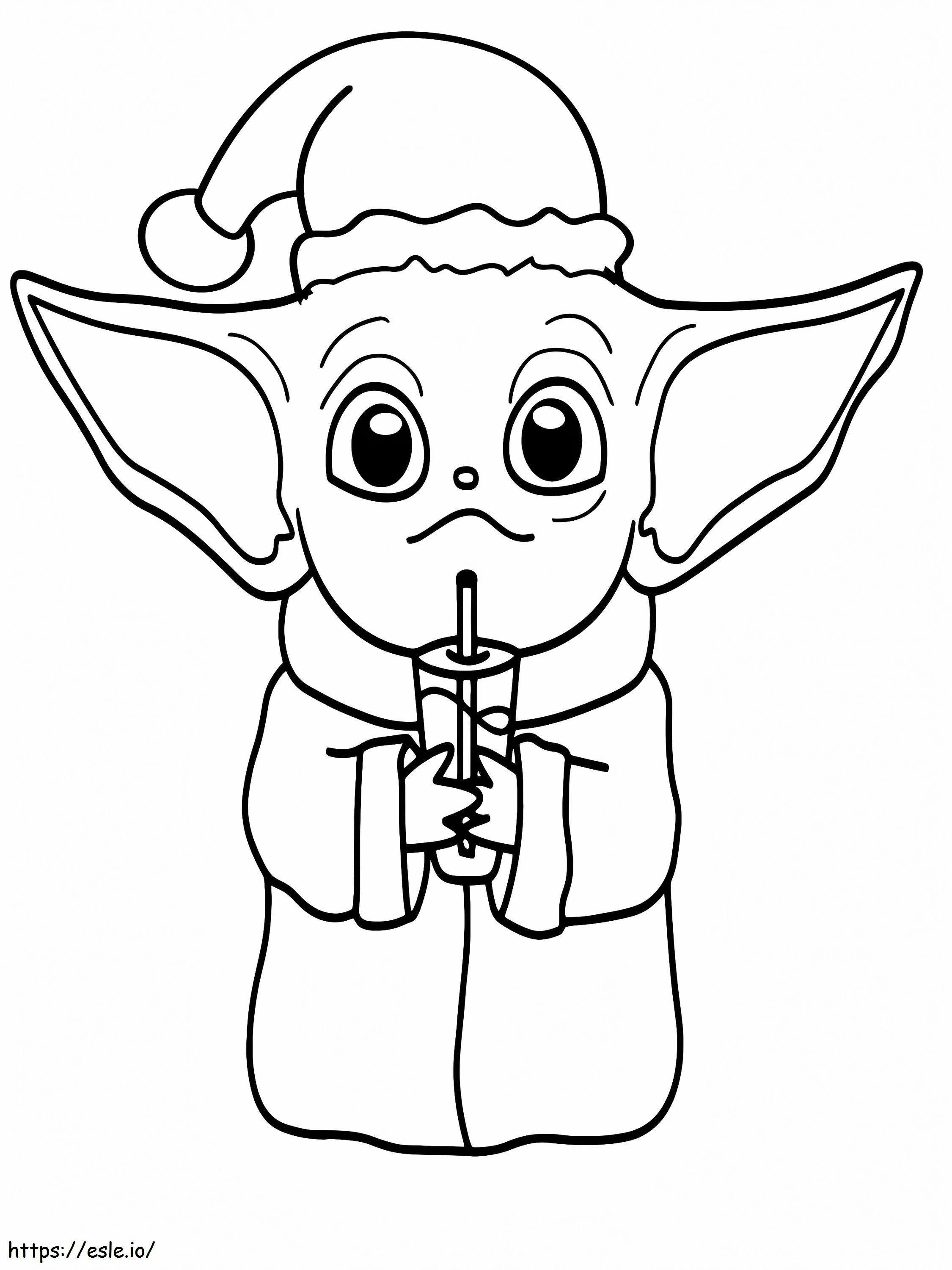 Colorat de Crăciun Baby Yoda 15 de colorat
