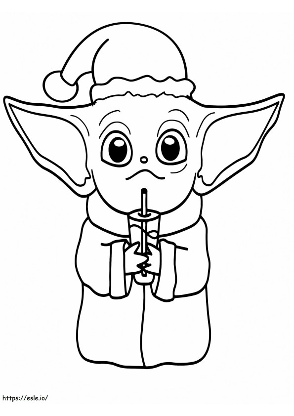 Baby Yoda Kerstkleurplaat 15 kleurplaat