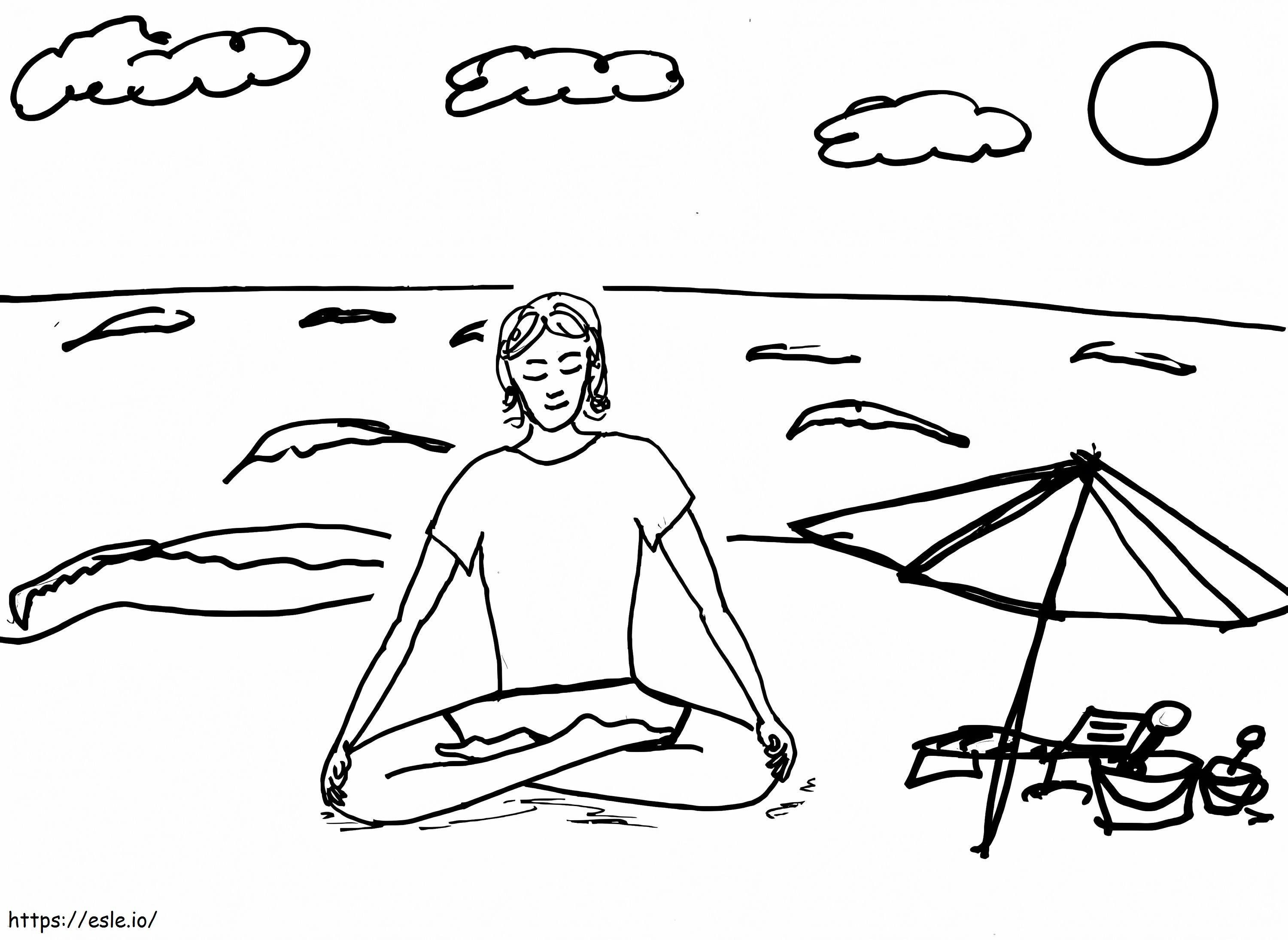 Yoga On The Beach coloring page