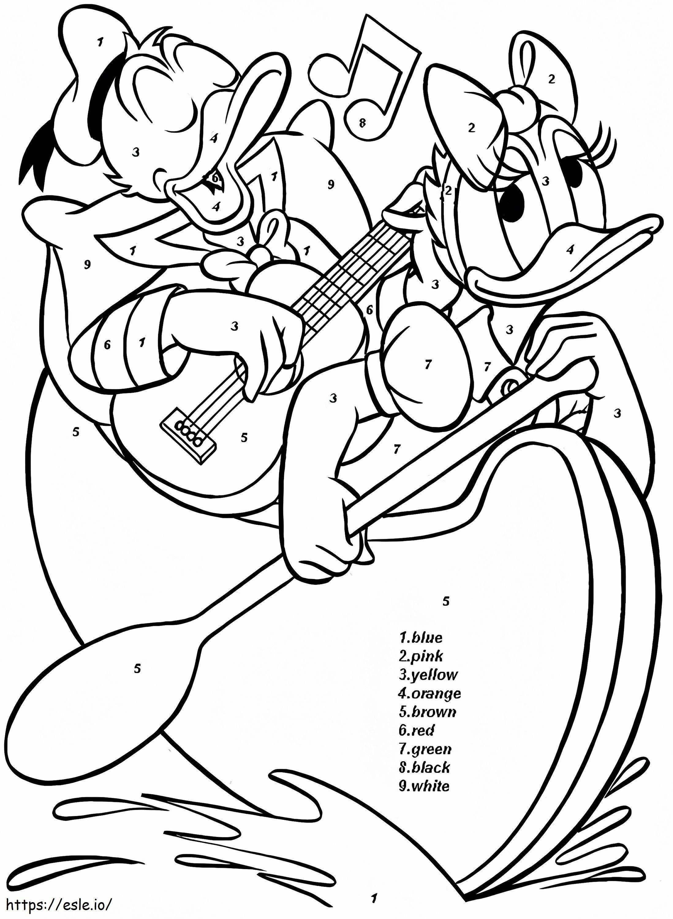 Donald And Daisy Duck Color By Number coloring page