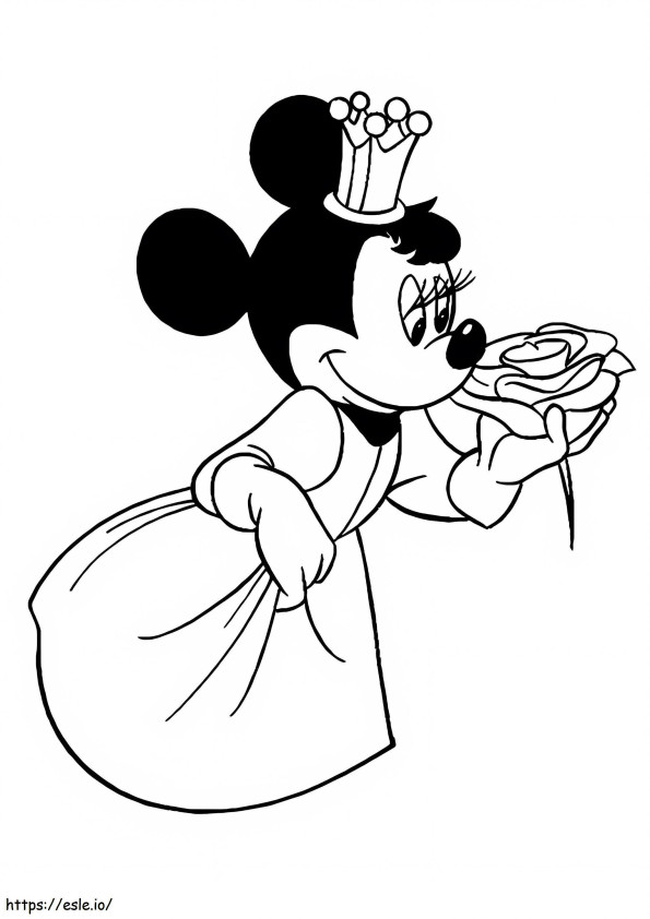 Minnie Mouse Con Rosa da colorare