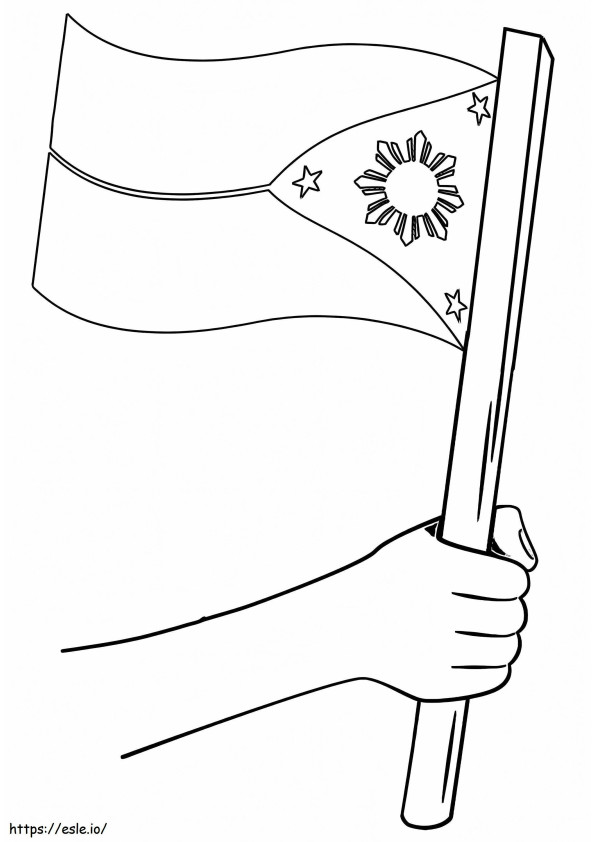 Ręka trzyma flagę Filipin kolorowanka