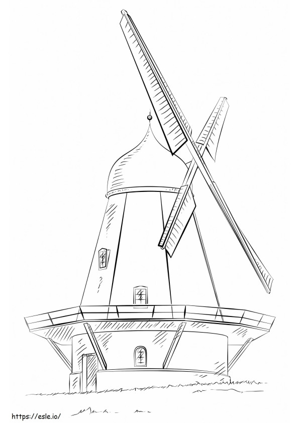 Coloriage Moulin à vent hollandais à imprimer dessin