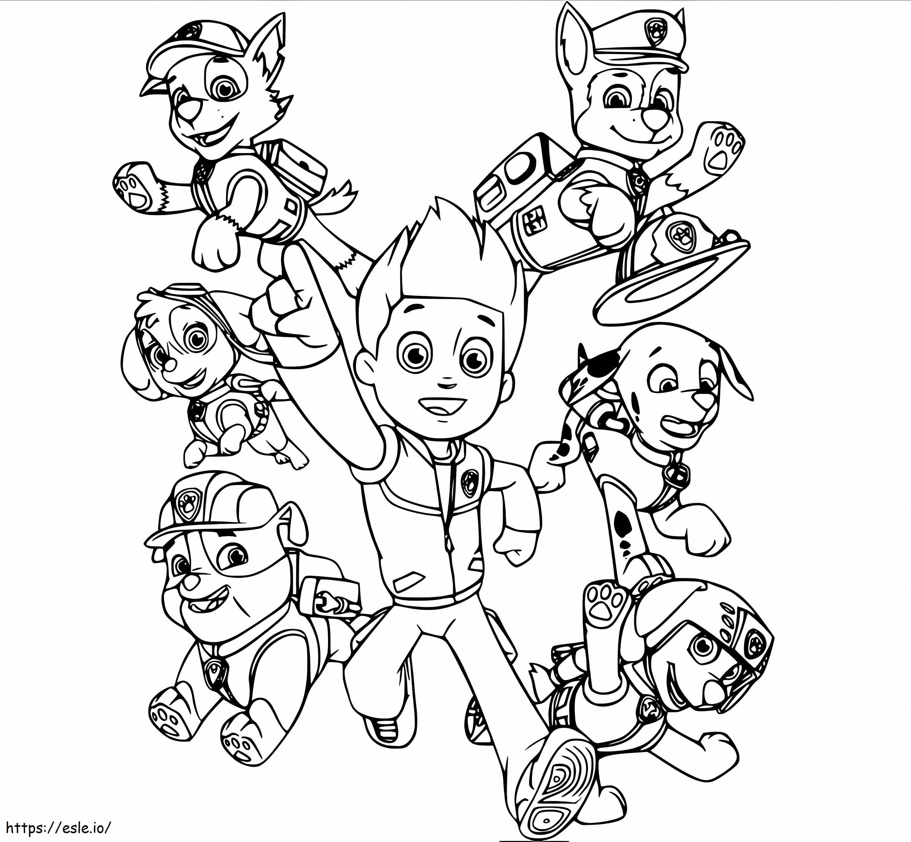 Ryder With Six Pups coloring page