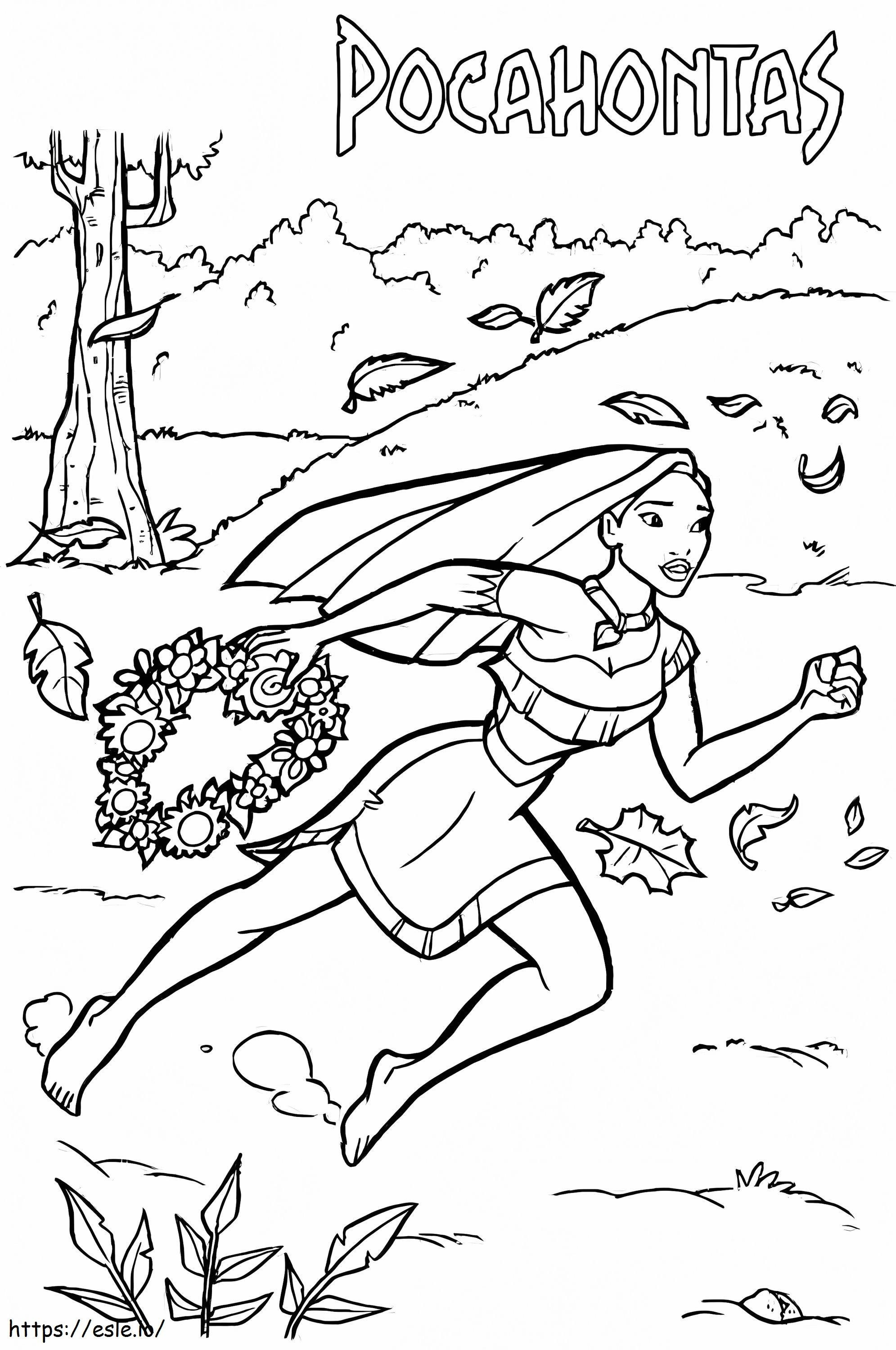 Pocahontas está corriendo para colorear