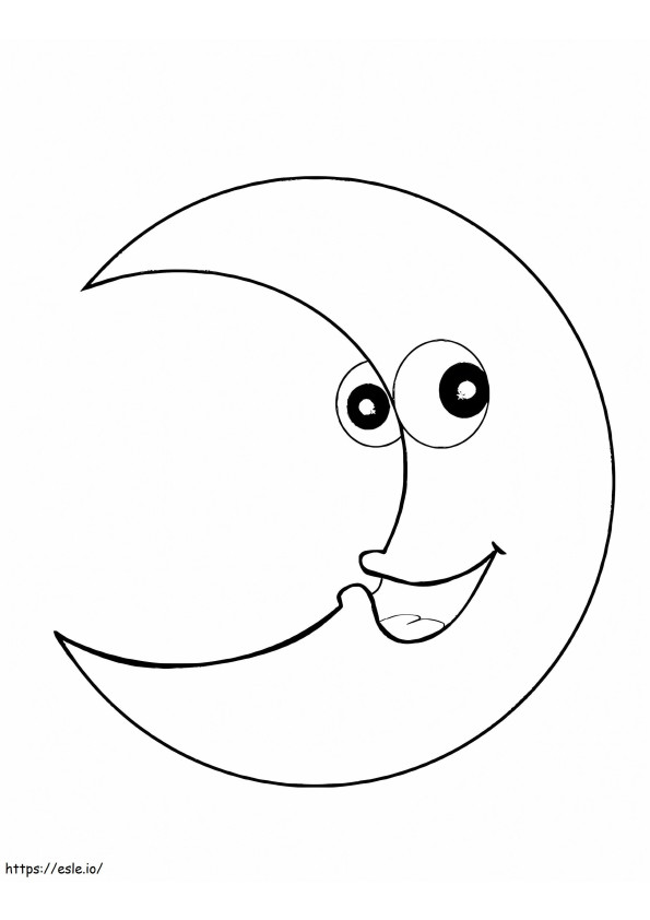 Smiling Crescent Moon coloring page