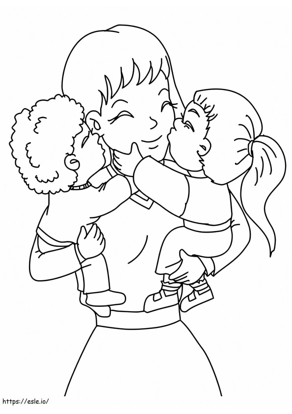 Mom With Kids coloring page