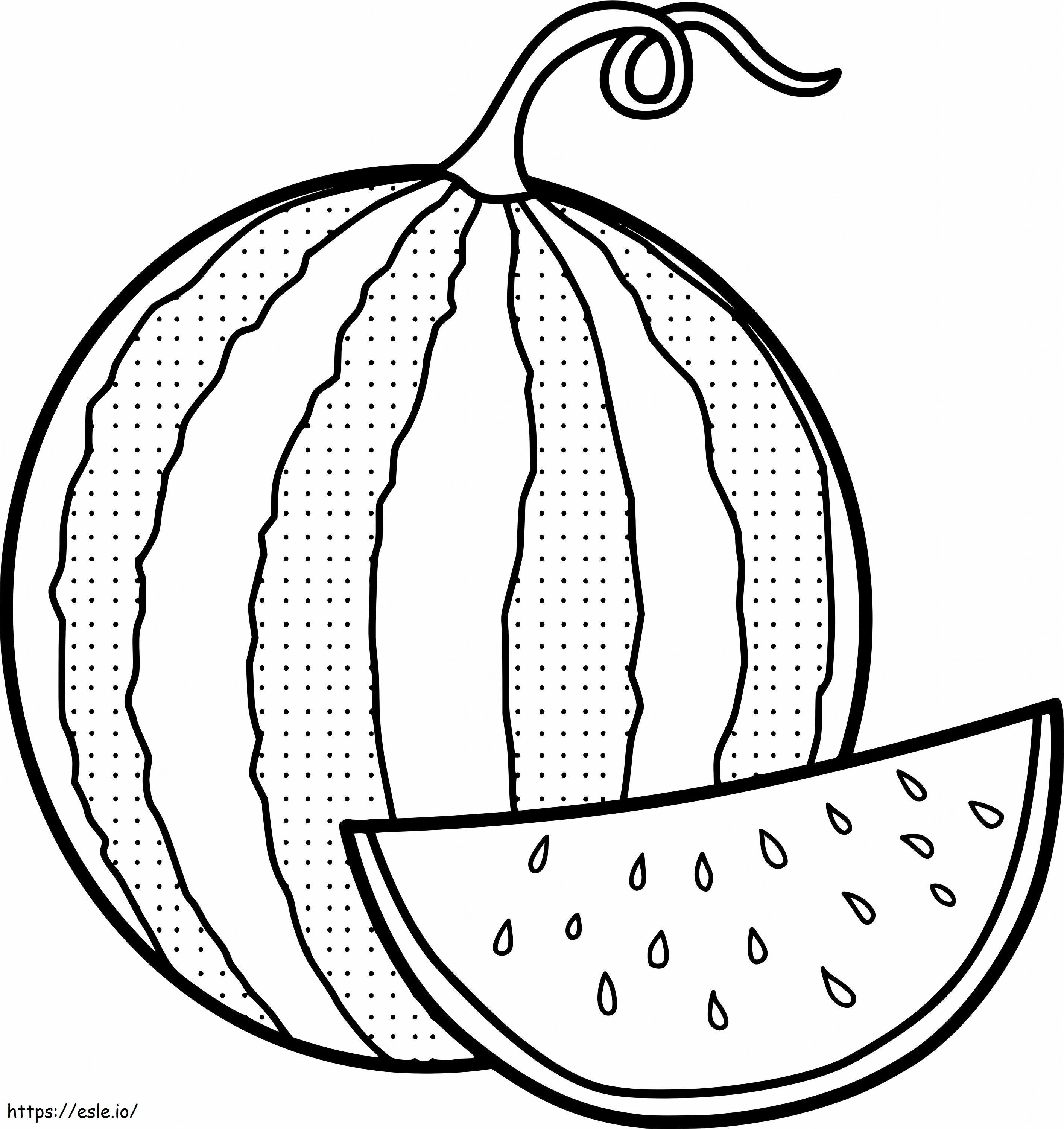 Watermelon Slice And Plain Watermelon coloring page