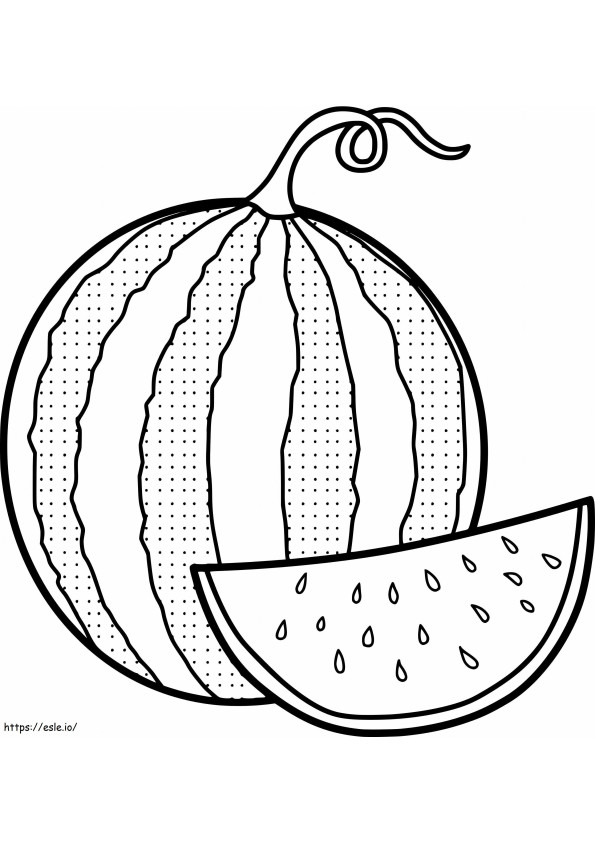 Watermelon Slice And Plain Watermelon coloring page