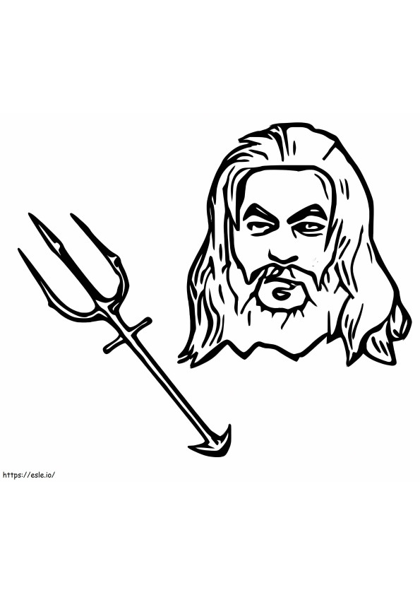 Draw Aquaman'S Face And Trident coloring page