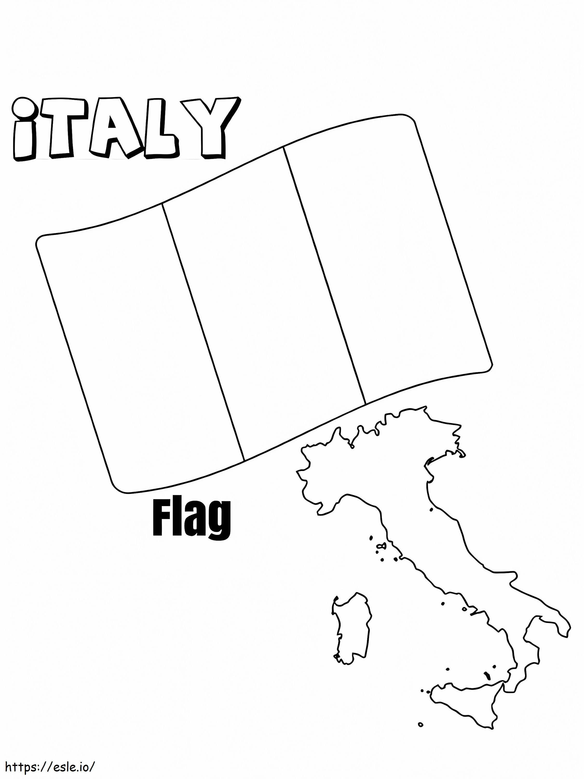 Coloriage Carte et drapeau de l'Italie à imprimer dessin