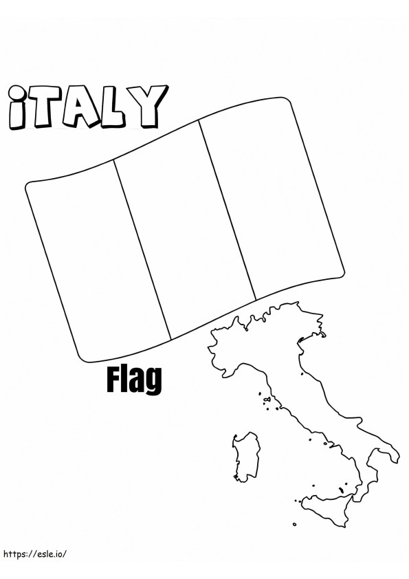 Italië kaart en vlag kleurplaat