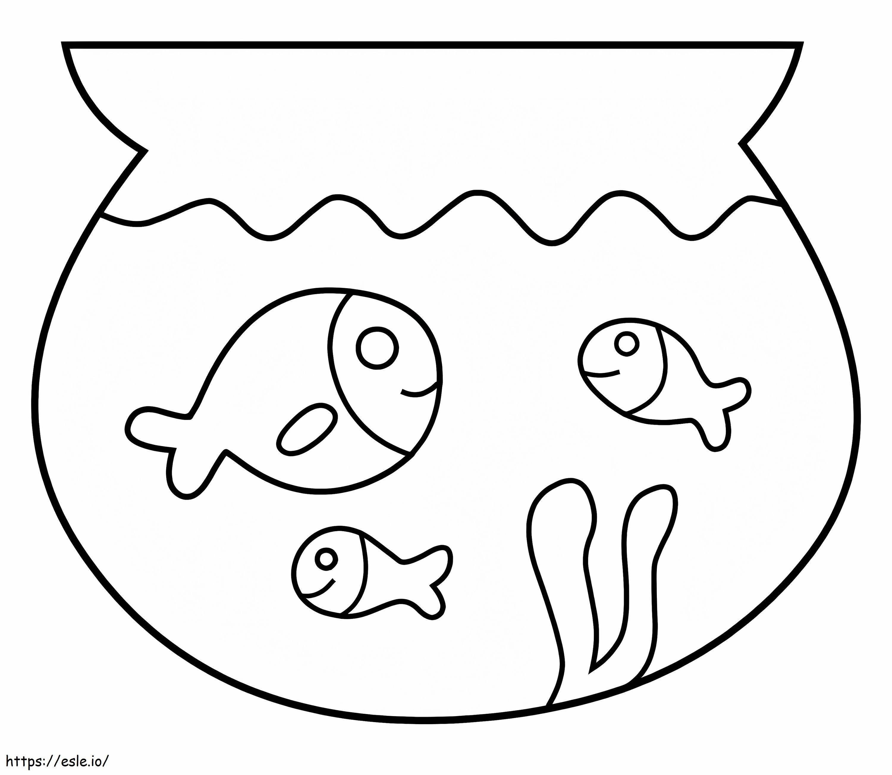 Coloriage Trois poissons faciles dans l'aquarium à imprimer dessin