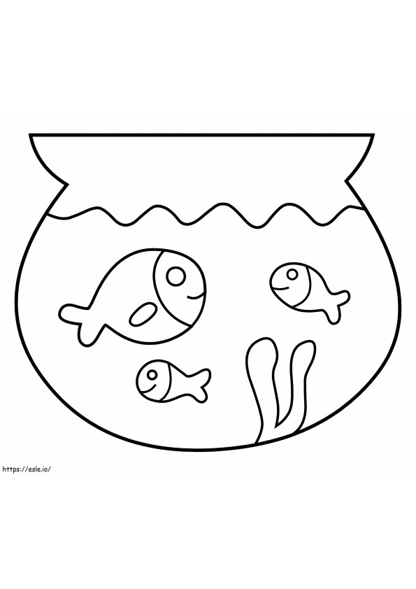 Coloriage Trois poissons faciles dans l'aquarium à imprimer dessin