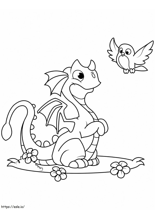 Dragon And Bird coloring page