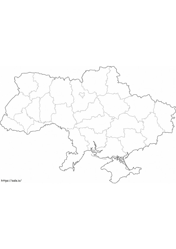 Mapa esquemático de Ucrania para colorear