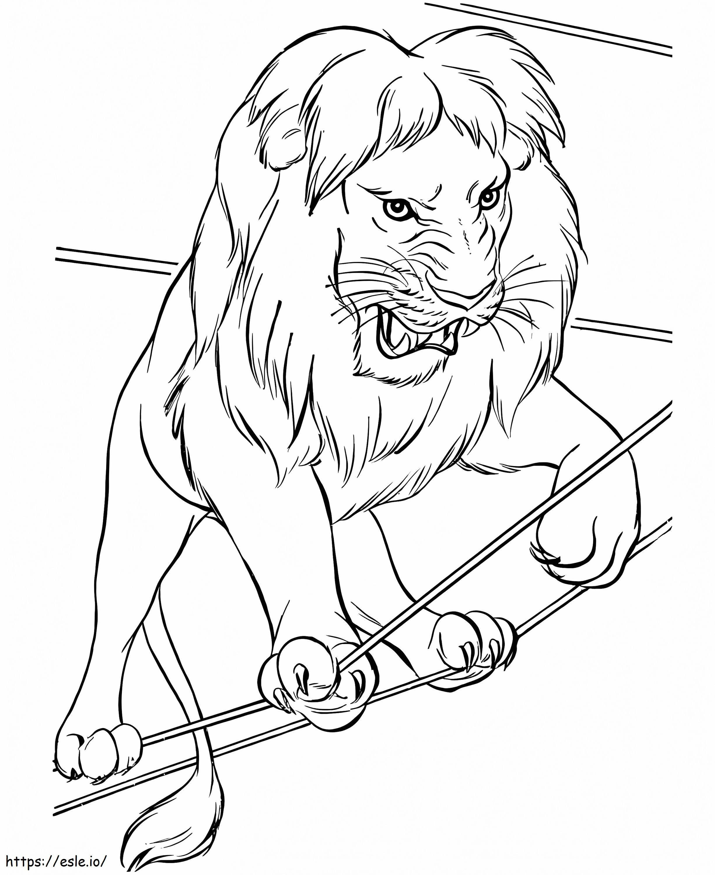 Coloriage Lion dans le cirque à imprimer dessin