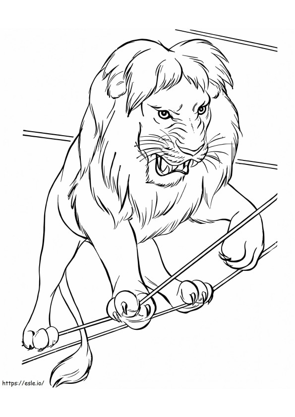 Coloriage Lion dans le cirque à imprimer dessin