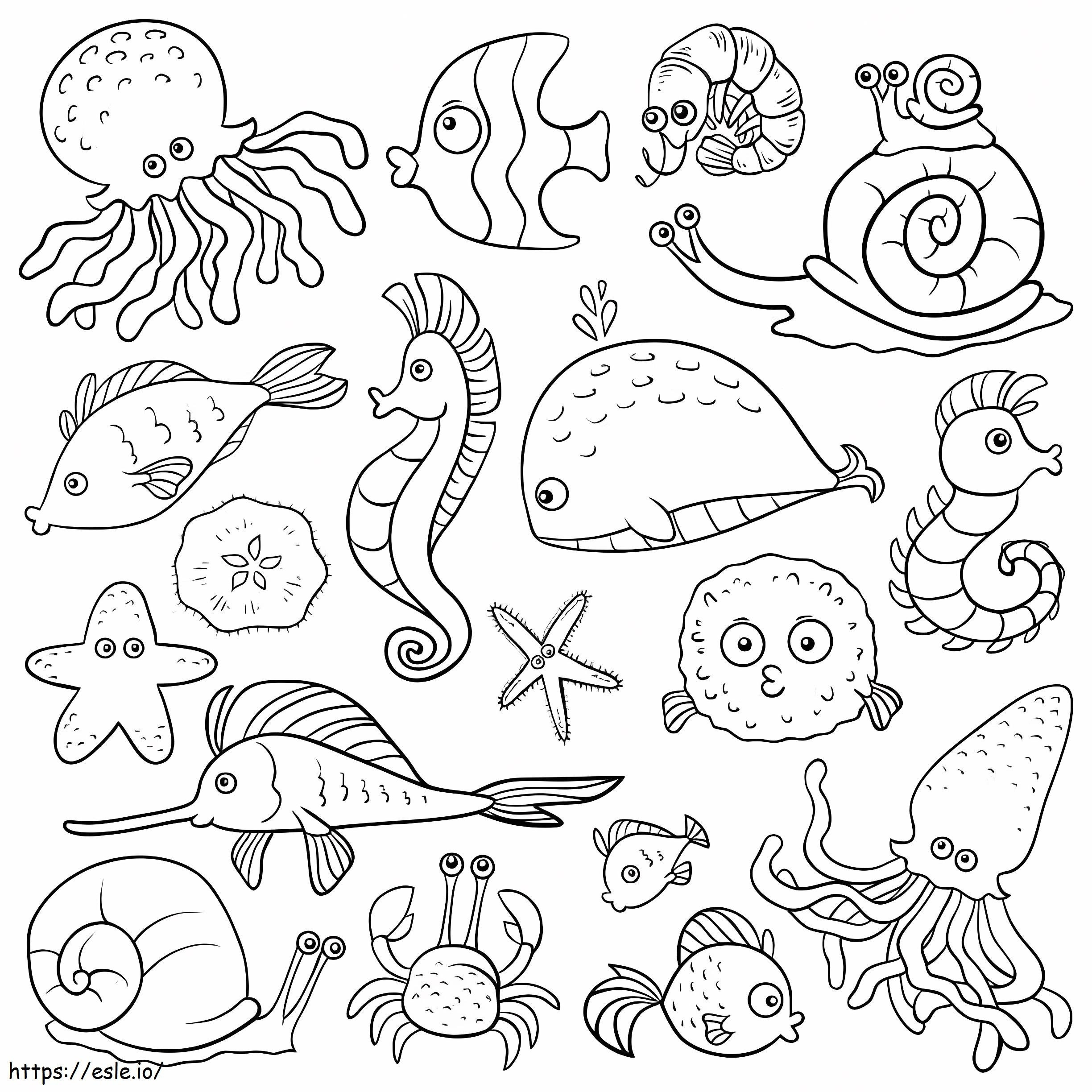 Coloriage Poissons et animaux marins à imprimer dessin