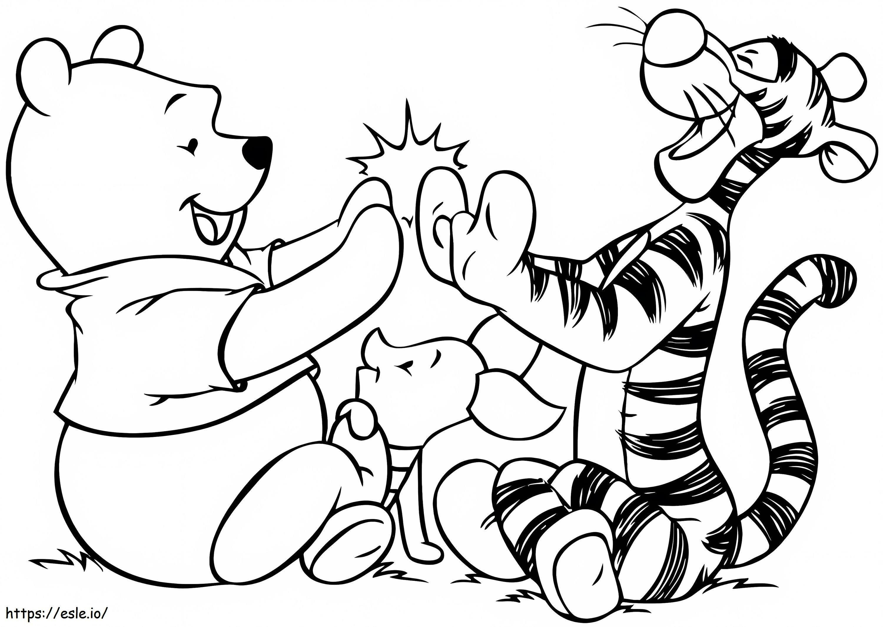 Winnie From Pooh And Normal Friends coloring page