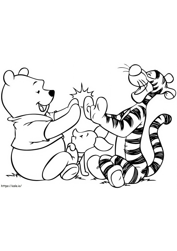 Winnie From Pooh And Normal Friends coloring page