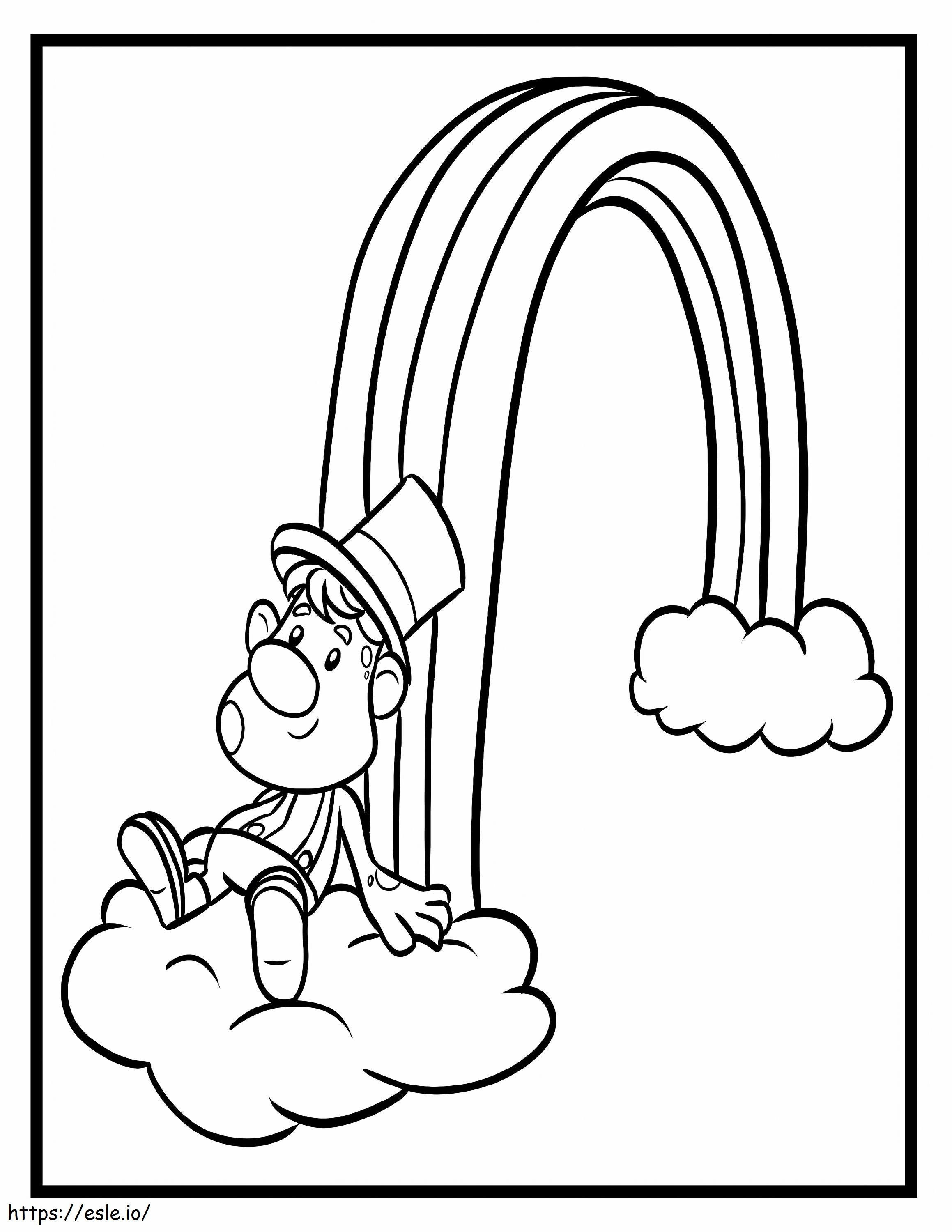 Smiling Man Sitting On Scaled Cloud coloring page