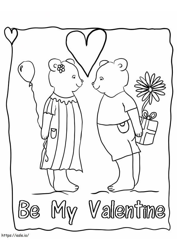 Kartu Valentine yang lucu Gambar Mewarnai