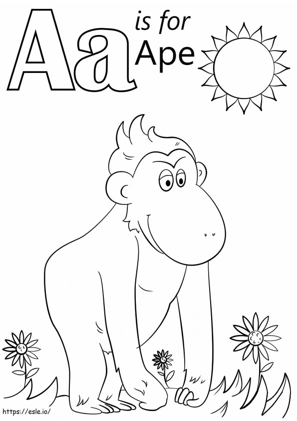 Macaco Letra A para colorir
