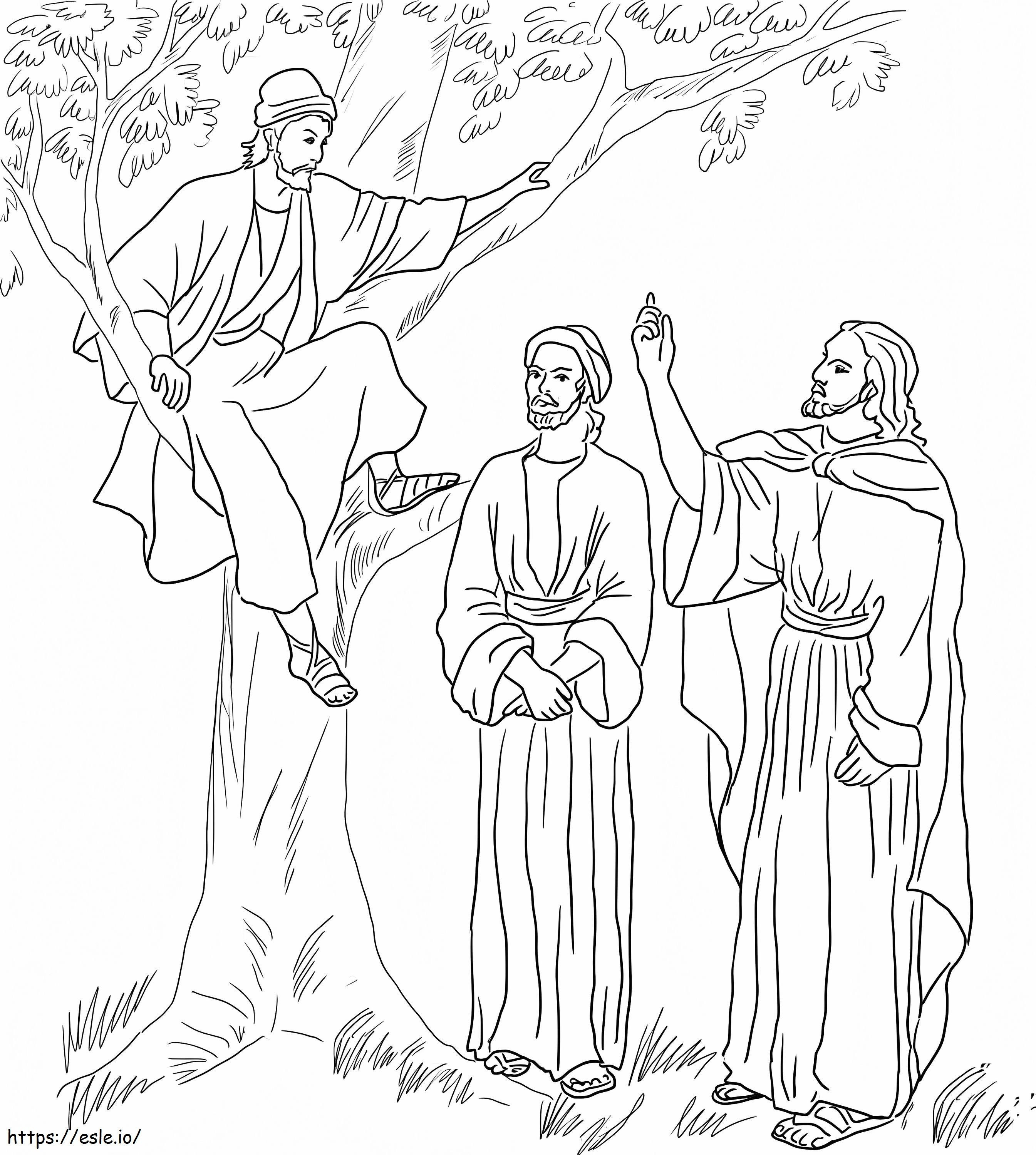 Jezus spotyka Zacheusza kolorowanka