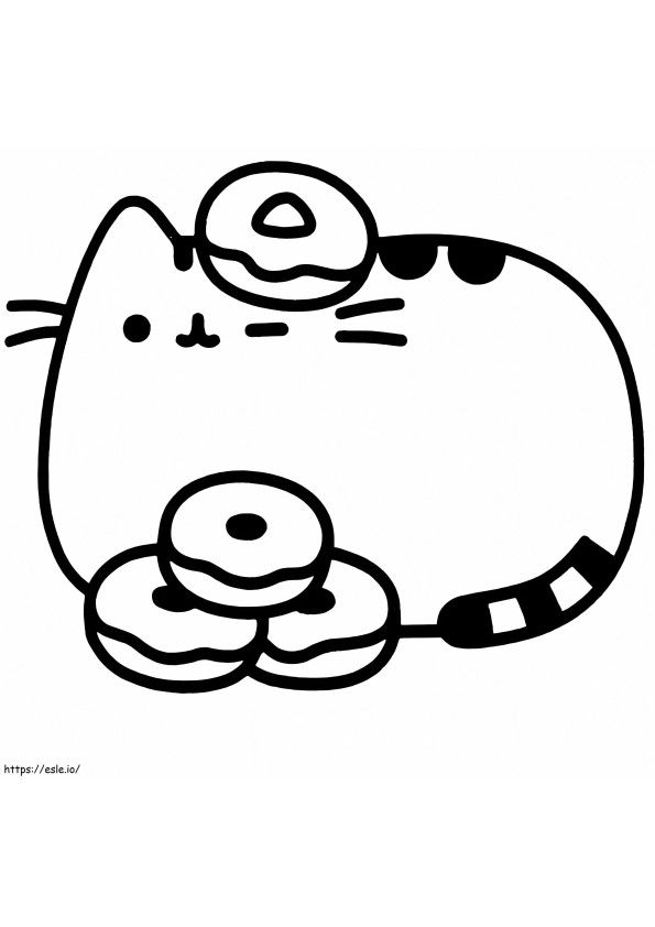 Pusheen With Donuts coloring page